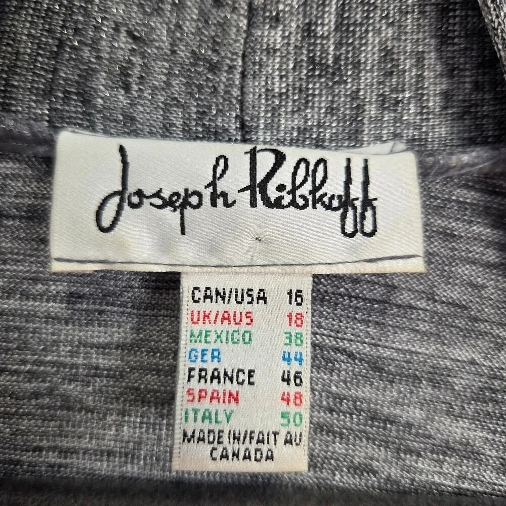 Joseph‎ Ribkoff Open Front Draped Cardigan Grey Heathered Size 16 Casual